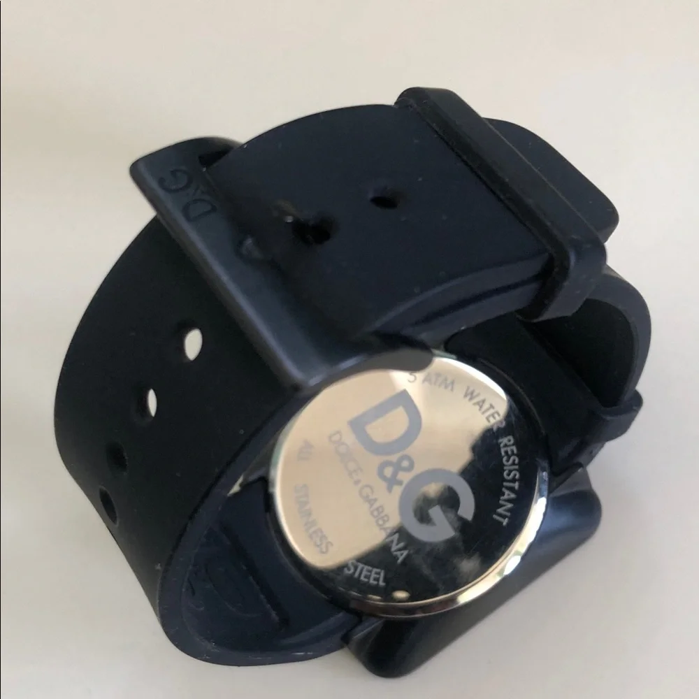 D&G Black Square Digital Watch with Silicone Strap